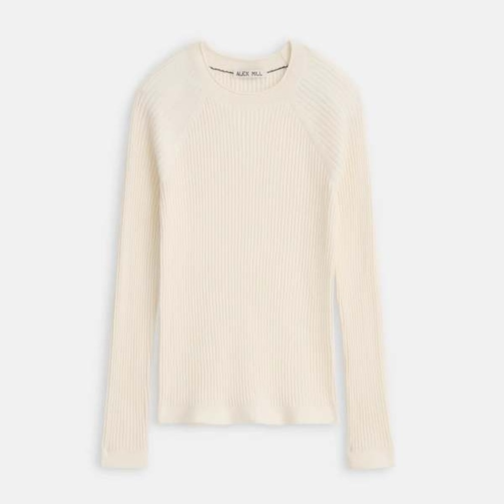Alex Mill Ribbed Crew Neck Sweater in Ivory